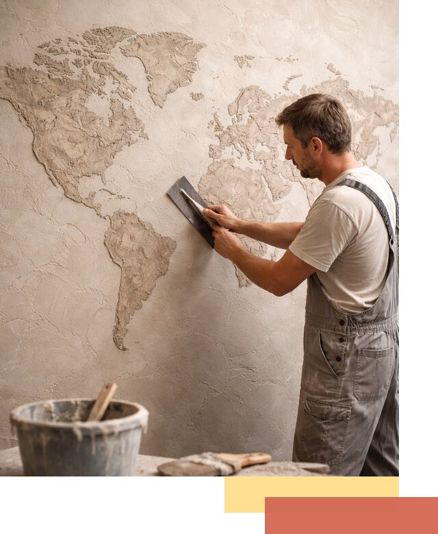 Декоративная штукатурка «Карта мира» под ключ в Ханты-Мансийске