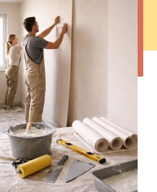 Поклейка бумажных обоев в Ханты-Мансийске от 5615 руб./м2 — быстро и недорого | ОТДЕЛОЧНИК-Хнт