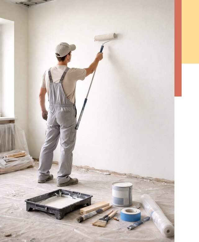 Покраска стен водоэмульсионной краской в Ханты-Мансийске от 459 руб. за м² | ОТДЕЛОЧНИК-Хнт