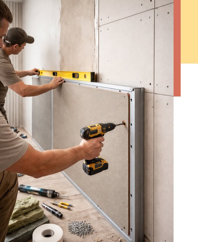 Шумоизоляция стен панелями ЗИПС в Ханты-Мансийске от 2246 руб./м² под ключ | ОТДЕЛОЧНИК-Хнт