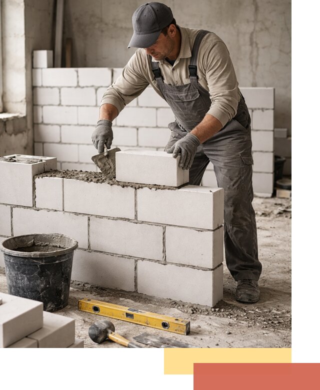 Кладка перегородок из силикатного блока в Ханты-Мансийске