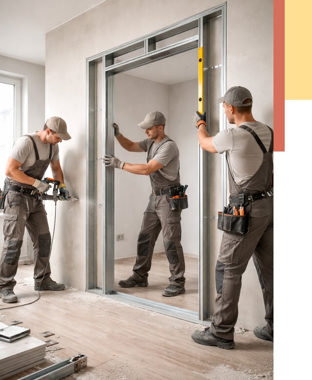 Устройство дверного проема в перегородке в Ханты-Мансийске от 4594 руб. под ключ | ОТДЕЛОЧНИК-Хнт