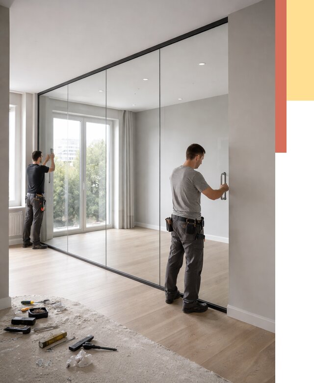 Изготовление стеклянных перегородок в Ханты-Мансийске от 12608 руб. под ключ | ОТДЕЛОЧНИК-Хнт