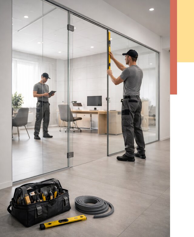 Цельностеклянные перегородки под ключ в Ханты-Мансийске от 9699 руб. — монтаж и цены | ОТДЕЛОЧНИК-Хнт