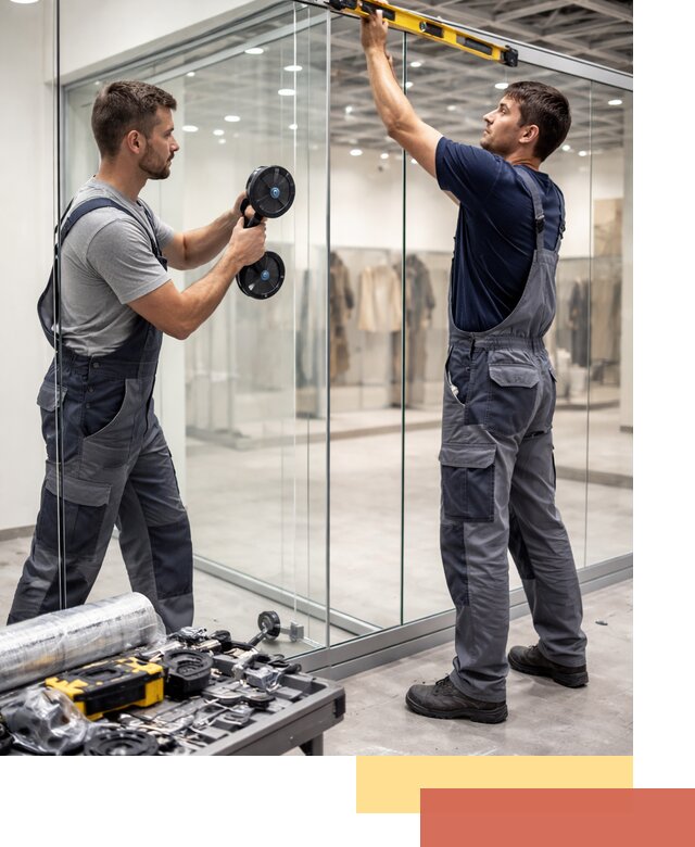 Стеклянные перегородки для магазинов в Ханты-Мансийске — монтаж и установка