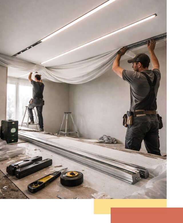 Монтаж натяжных потолков со световыми линиями в Ханты-Мансийске