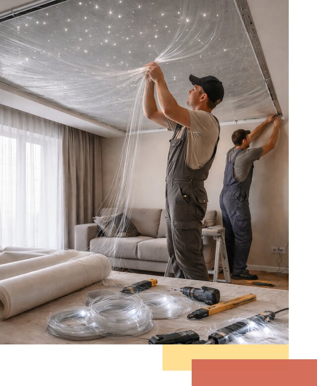 Монтаж натяжного потолка «Звездное небо» в Ханты-Мансийске