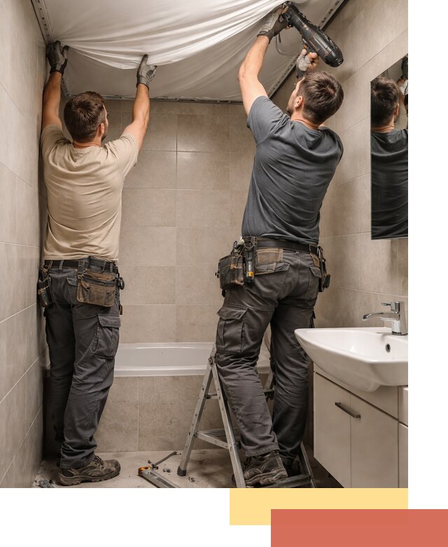 Монтаж натяжного потолка в ванной в Ханты-Мансийске быстро и качественно