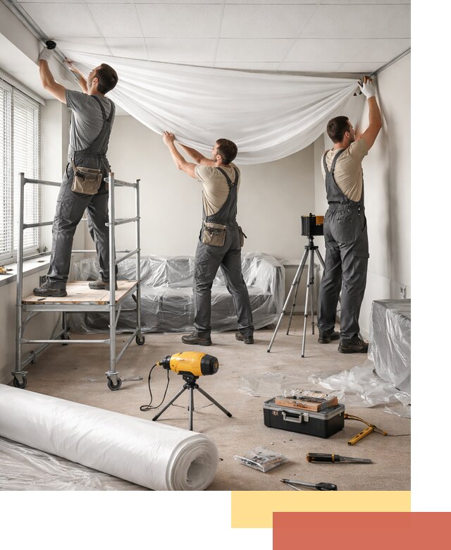 Монтаж натяжного потолка в офисе в Ханты-Мансийске