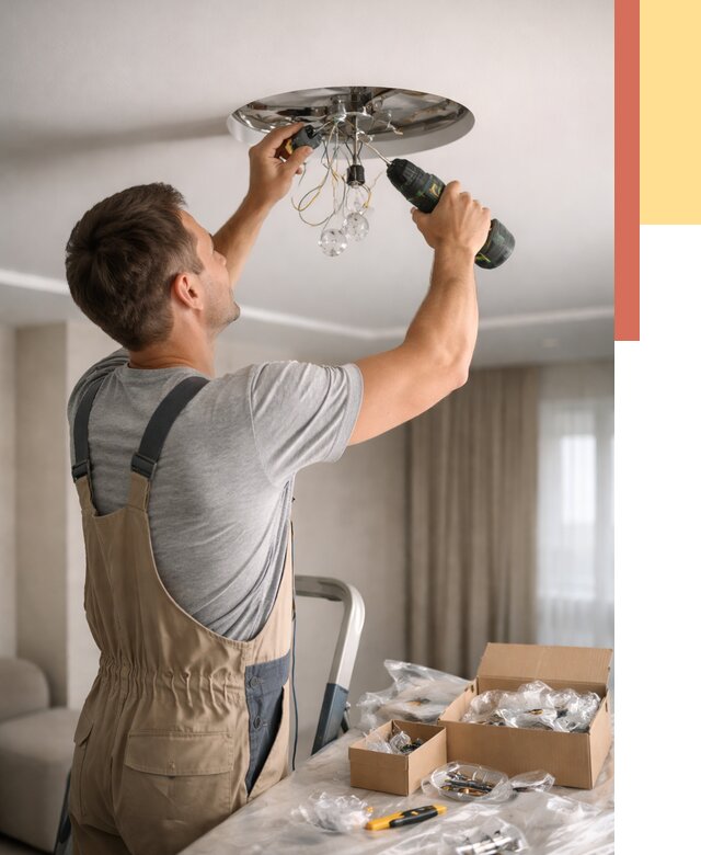 Установка люстры в натяжной потолок в Ханты-Мансийске от 1225 руб. | Быстро и недорого — ОТДЕЛОЧНИК-Хнт