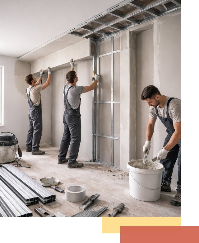 Монтаж потолка из гипсокартона с нишей в Ханты-Мансийске