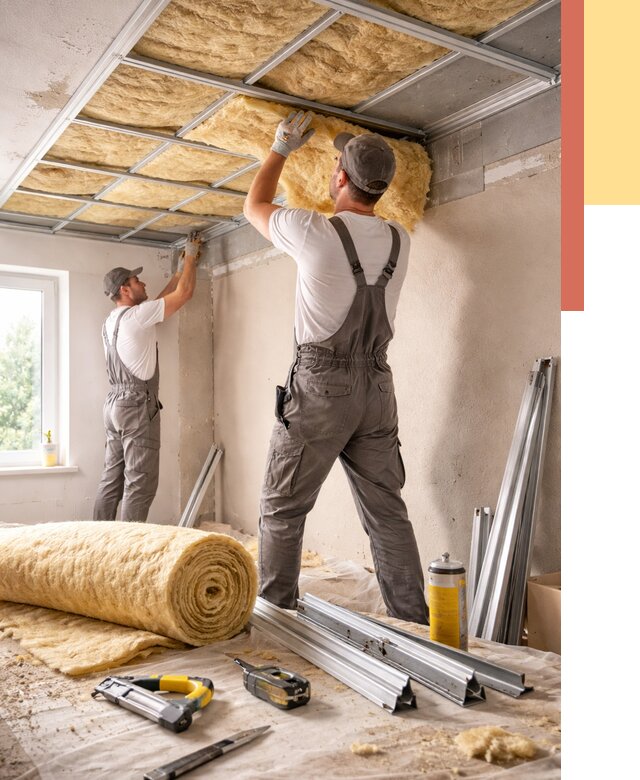 Утепление потолка в Ханты-Мансийске от 7350 руб/м2 — недорого, быстро, под ключ | ОТДЕЛОЧНИК-Хнт