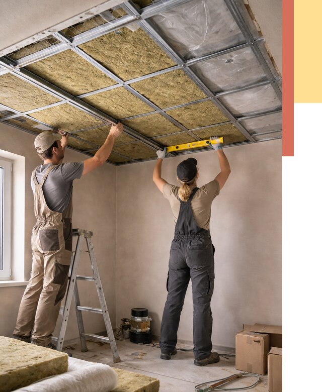 Шумоизоляция потолка в Ханты-Мансийске от 1276 руб. под ключ — услуги ОТДЕЛОЧНИК-Хнт